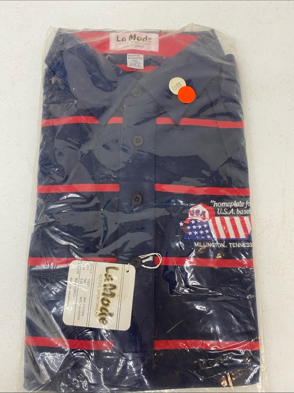La Mode Polo Shirt Homeplate USA Millington Tennessee Size XXL